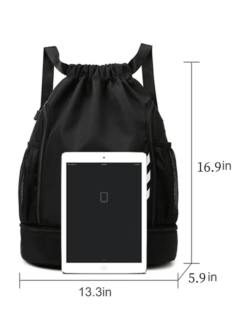 Jamal Sports Backpacks Large Capacity, Drawstring Gym Bag for Men, Gym, Drawstring Lightweight and Waterproof, Making Your Trip More Convenient, Black - Image 2